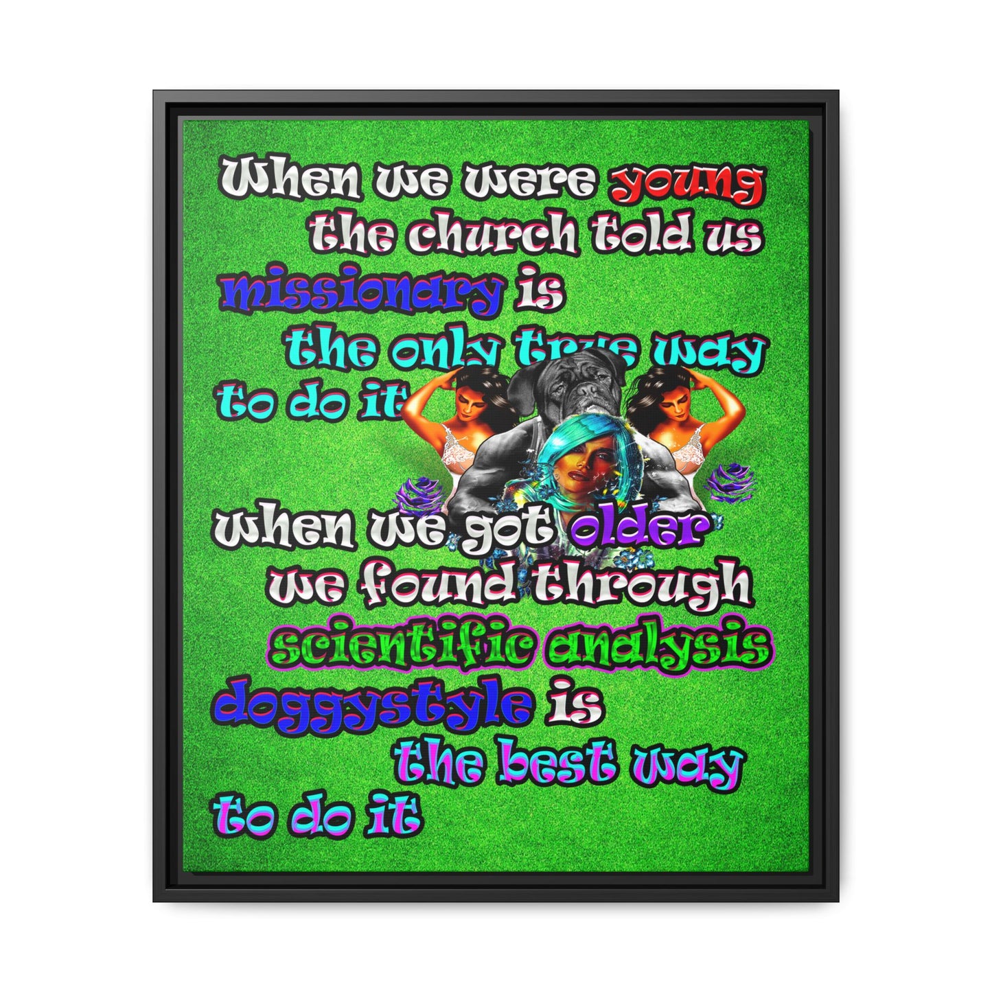 doggystyle - framed canvas art (green turf)
