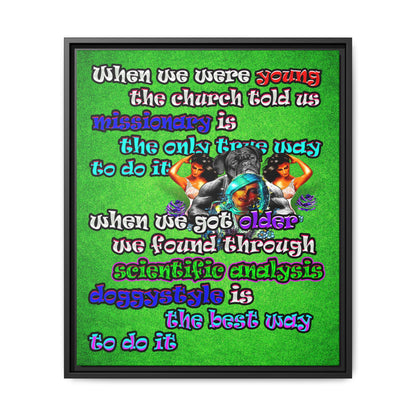 doggystyle - framed canvas art (green turf)