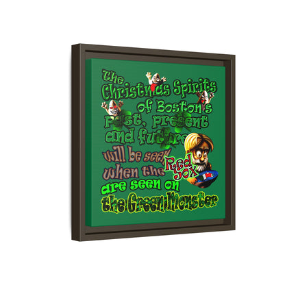 christmas spirits of boston - framed canvas art (dark green)