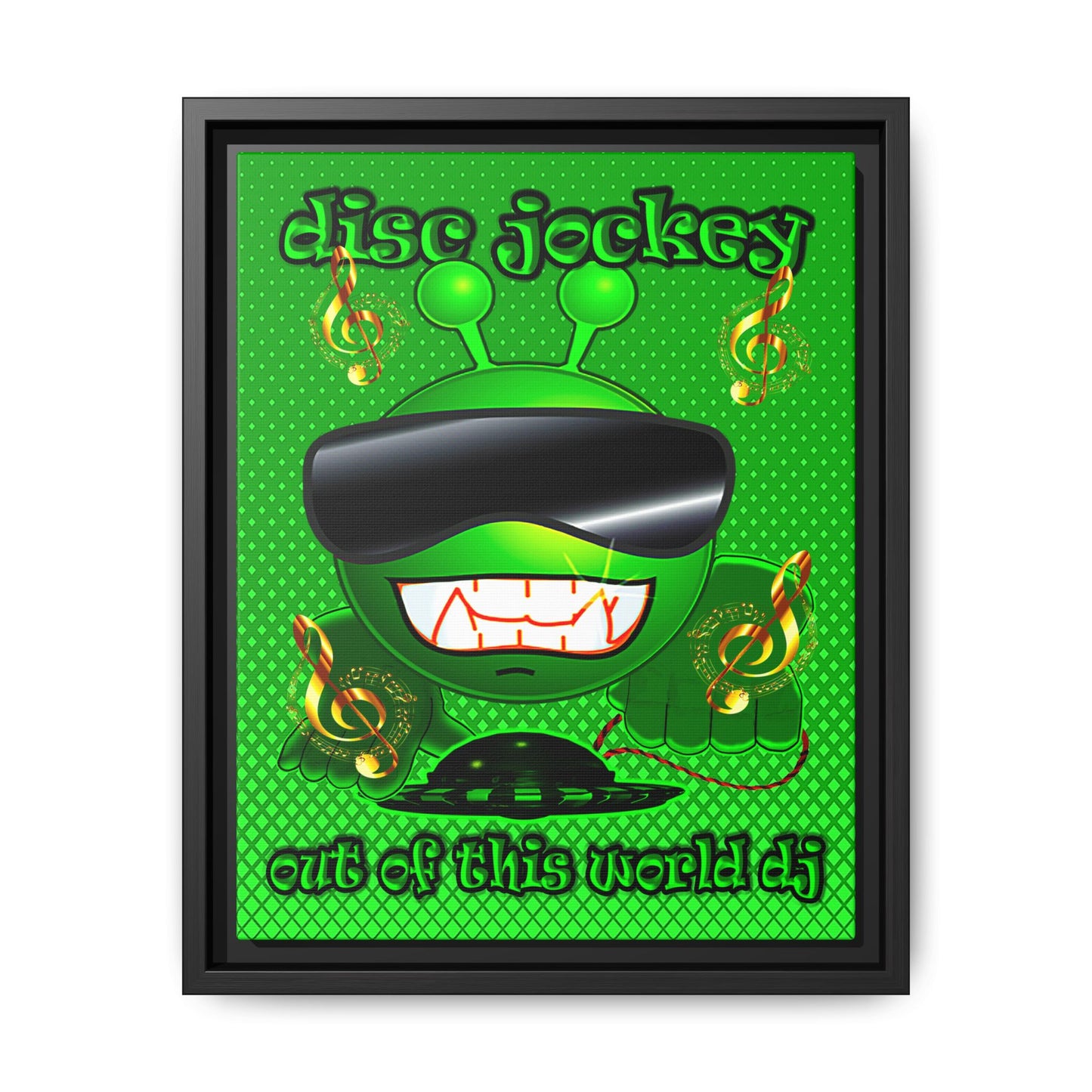 disc jockey - framed canvas art (logo green)