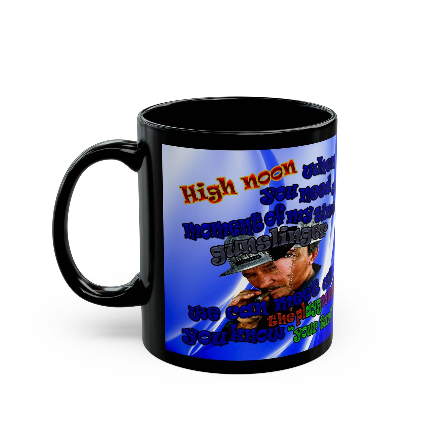 high noon - Black Mug (blue-white wave)