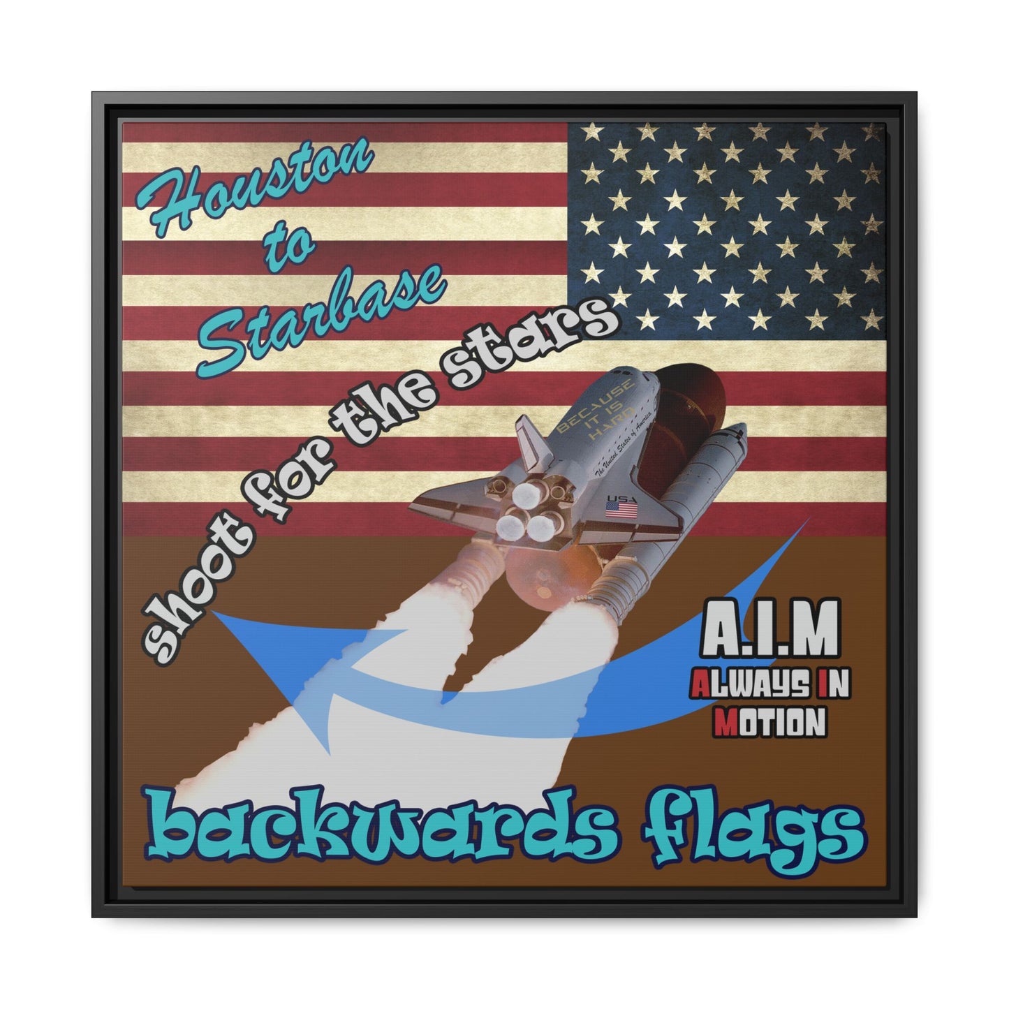 shoot for the stars - framed canvas art (brown)