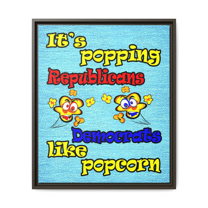 popping like popcorn - framed canvas art (faded dark blue)
