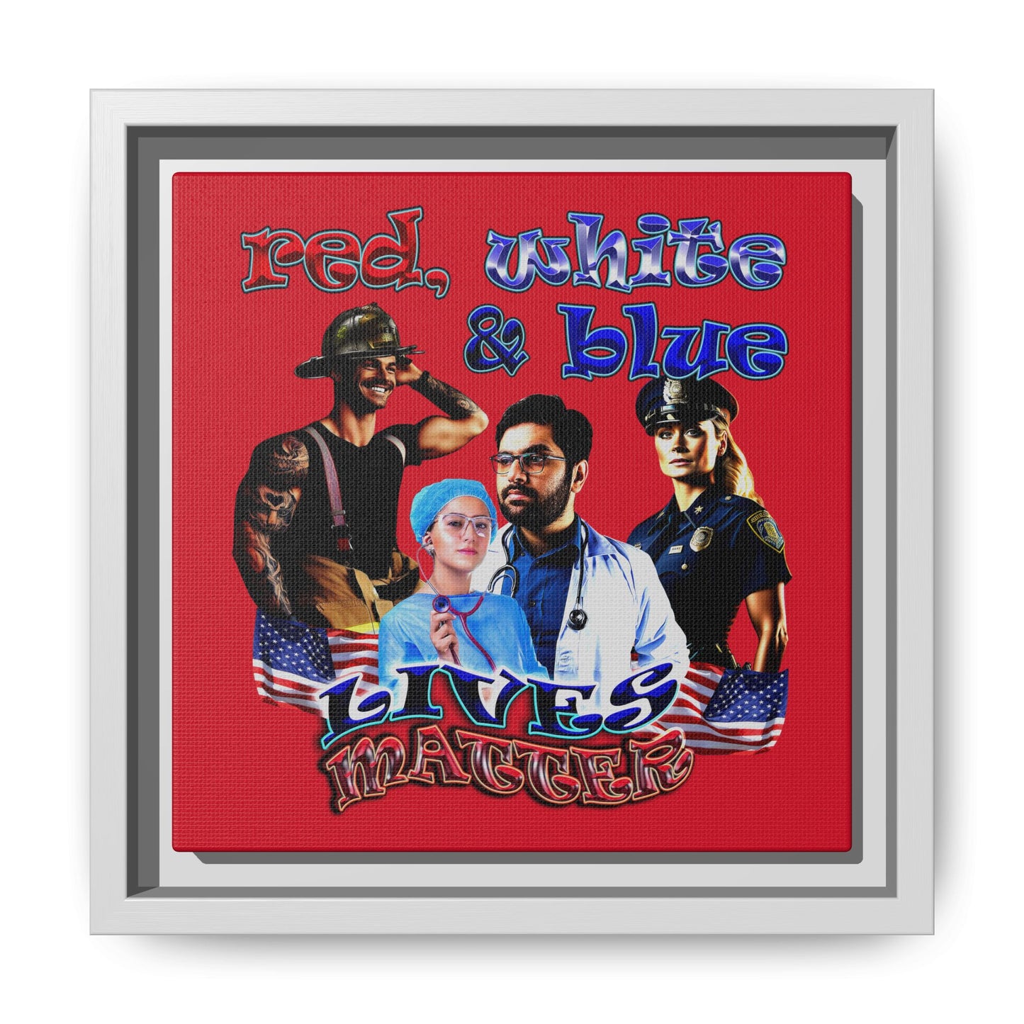 rw&b lives matter - framed canvas art (dark red)