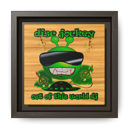 disc jockey - framed canvas art (butterscotch wood finish)