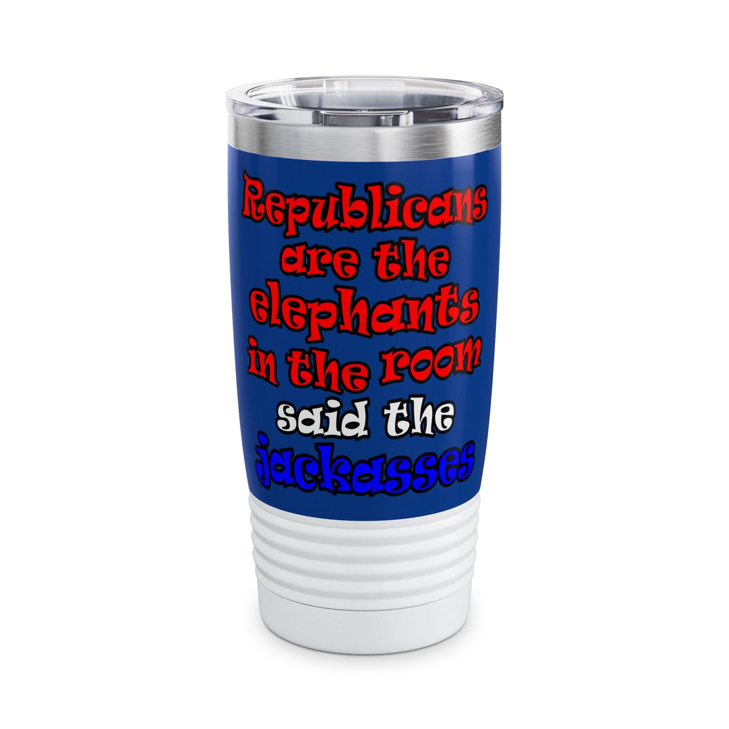 donkeys and elephants - Ringneck Tumbler, 20oz (dark blue)