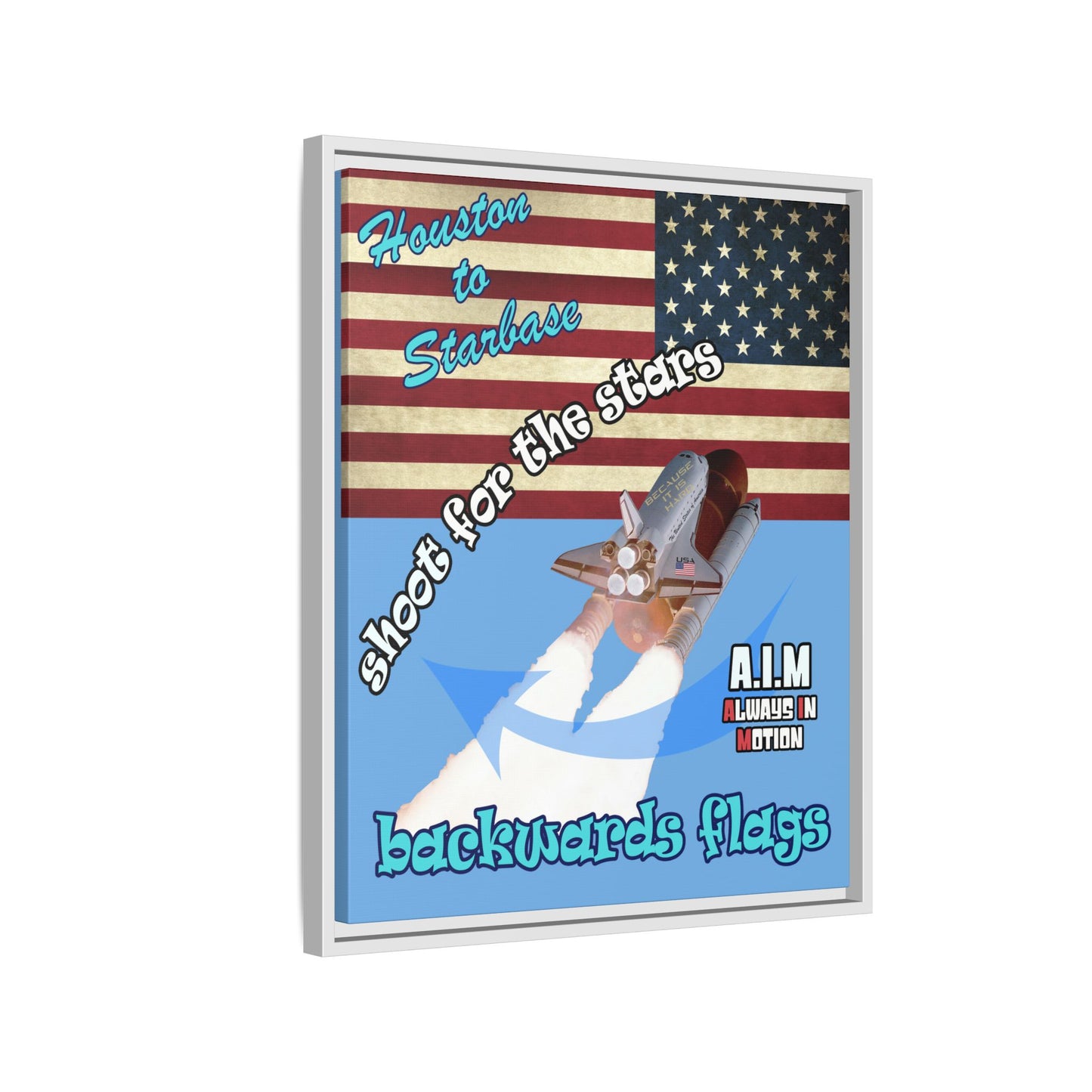 shoot for the stars - framed canvas art (light blue)