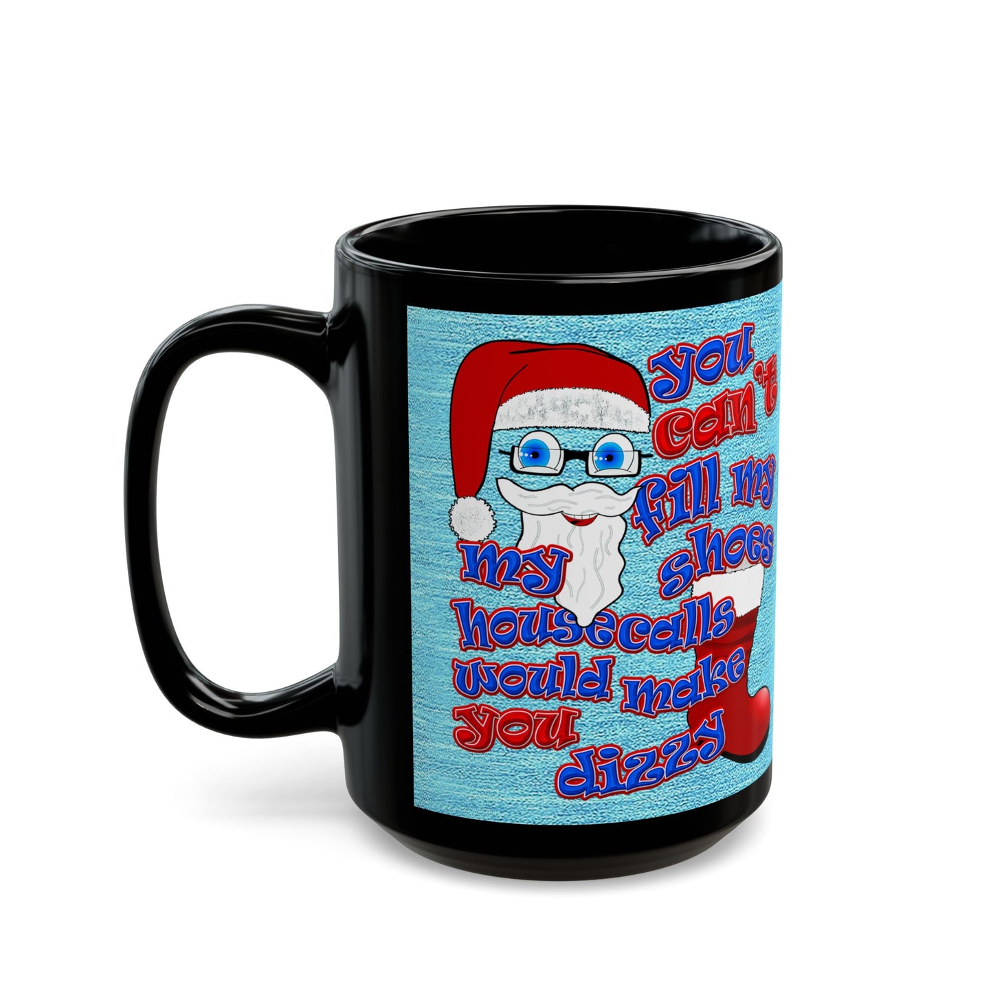 santa's shoes - Black Mug (faded dark blue)