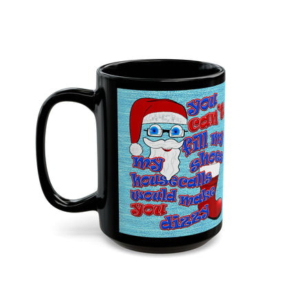 santa's shoes - Black Mug (faded dark blue)
