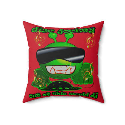 disc jockey - Spun Polyester Square Pillow - (dark red)