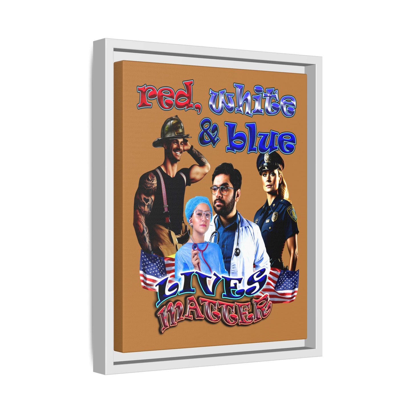 rw&b lives matter - framed canvas art (light brown)