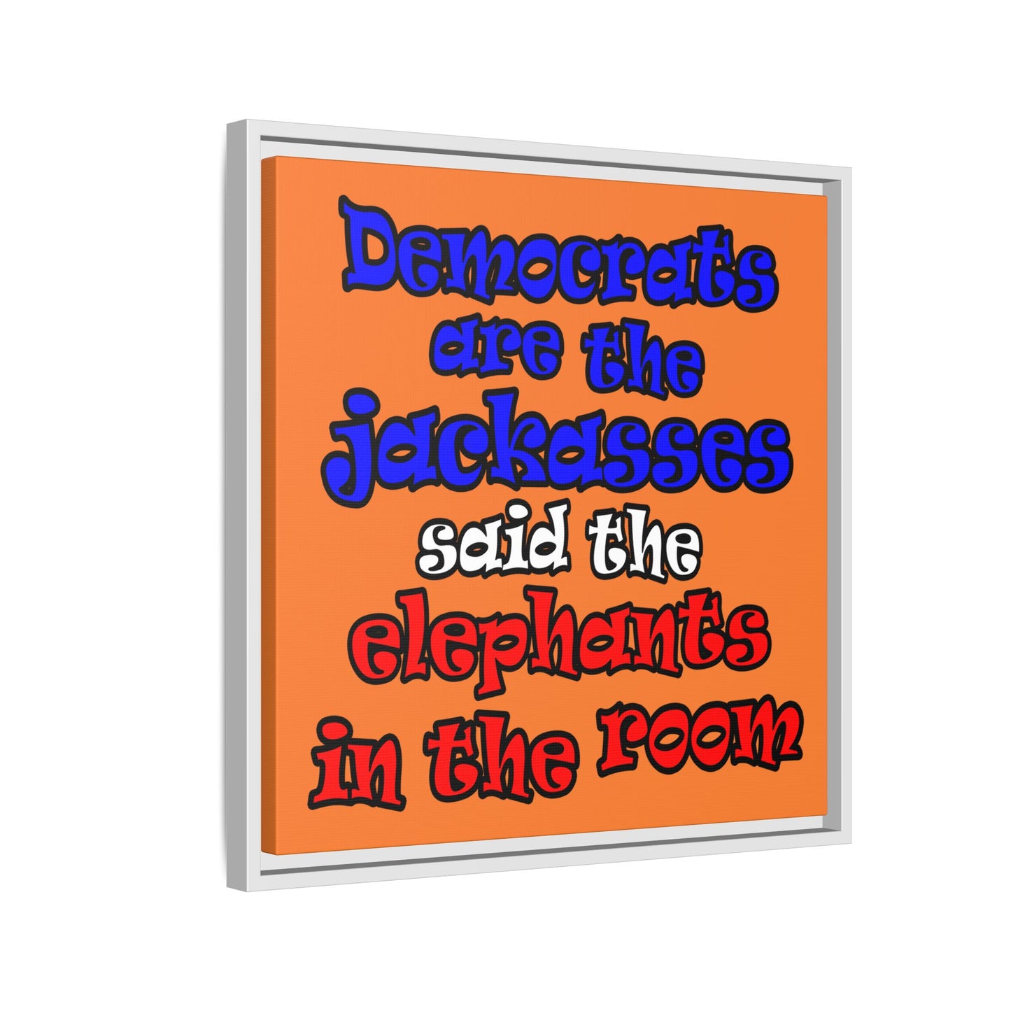 donkeys and elephants - framed canvas art (crusta)