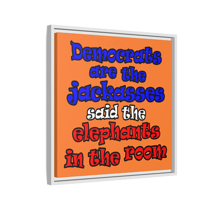donkeys and elephants - framed canvas art (crusta)