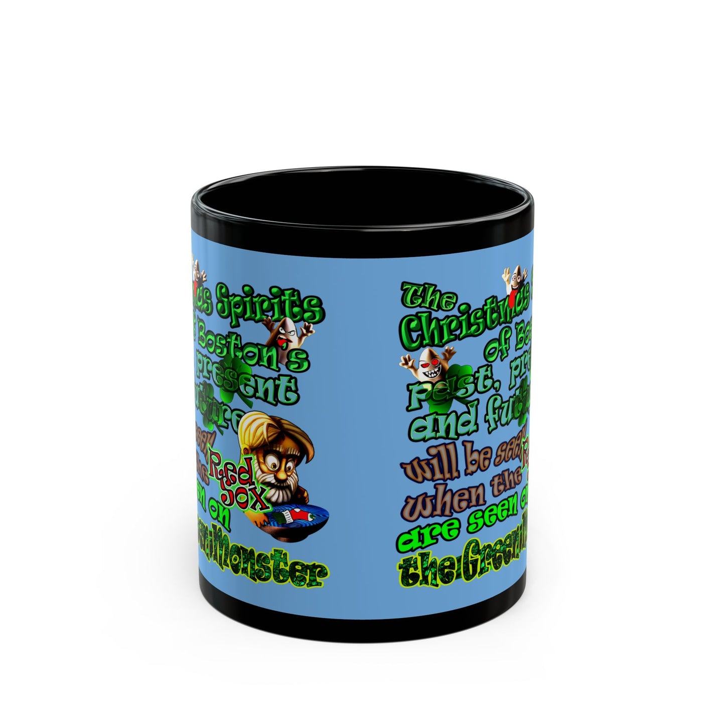 christmas spirits of boston - Black Mug (light blue)