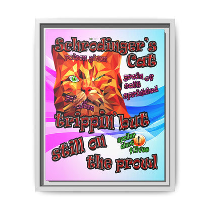 schrodinger's cat - framed canvas art (light blue-pink wave)