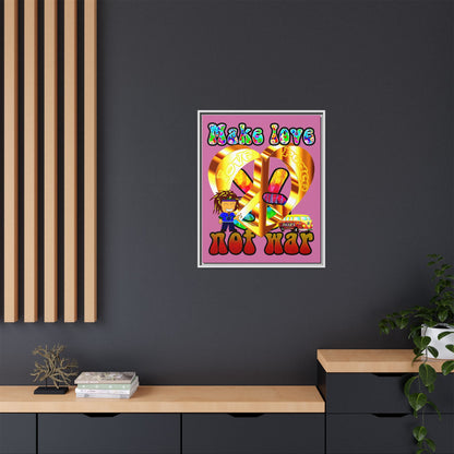 love peace - framed canvas art (light pink)