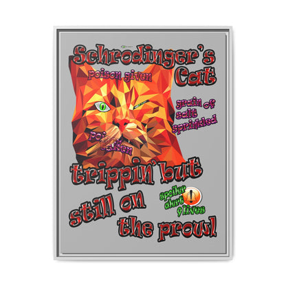 schrodinger's cat - framed canvas art (light grey)