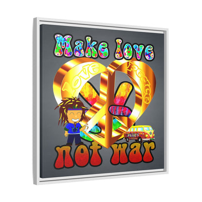 love peace - framed canvas art (grey-light grey)