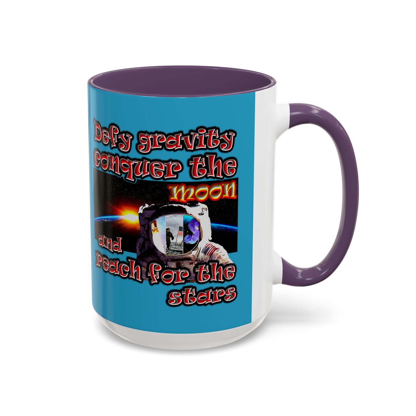 defy conquer reach - Accent Mug (turquoise)