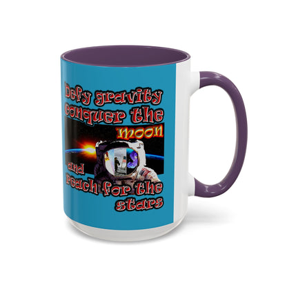 defy conquer reach - Accent Mug (turquoise)
