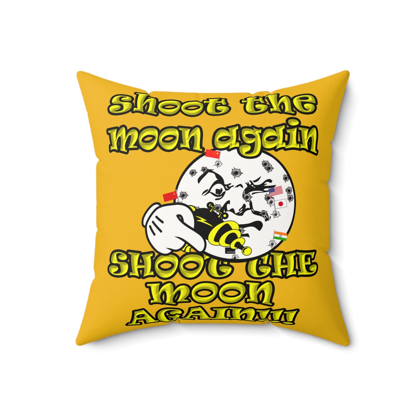 shoot the moon again - Faux Suede Square Pillow - (yellow)