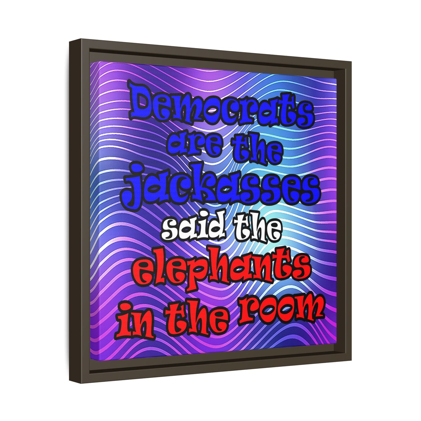 donkeys and elephants - framed canvas art (purple wave)