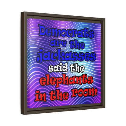 donkeys and elephants - framed canvas art (purple wave)