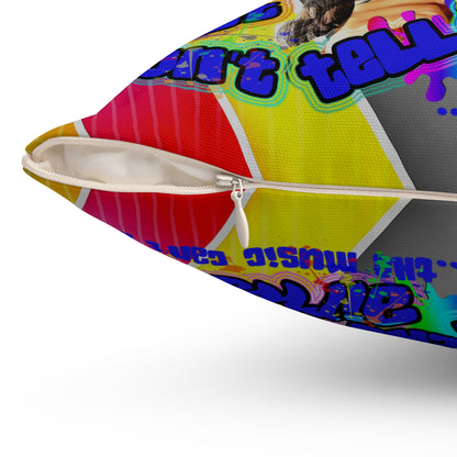 drop the beat - Spun Polyester Square Pillow - (rainbow split)