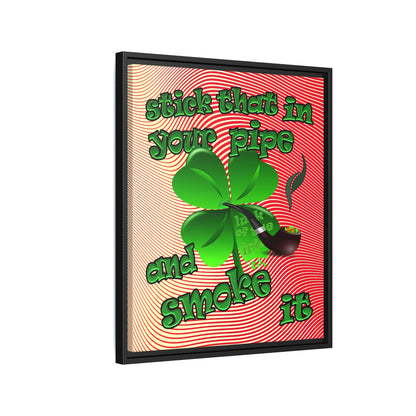 stick that in your pipe and smoke it - framed canvas art (yellow-orange wave)