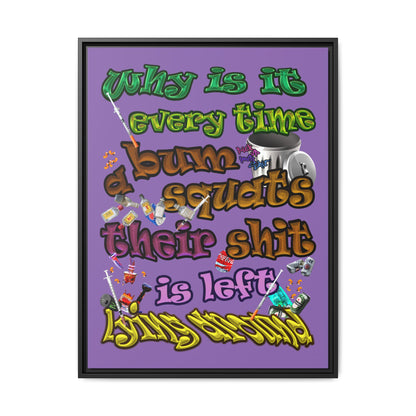 the bum's shit - framed canvas art (light purple)