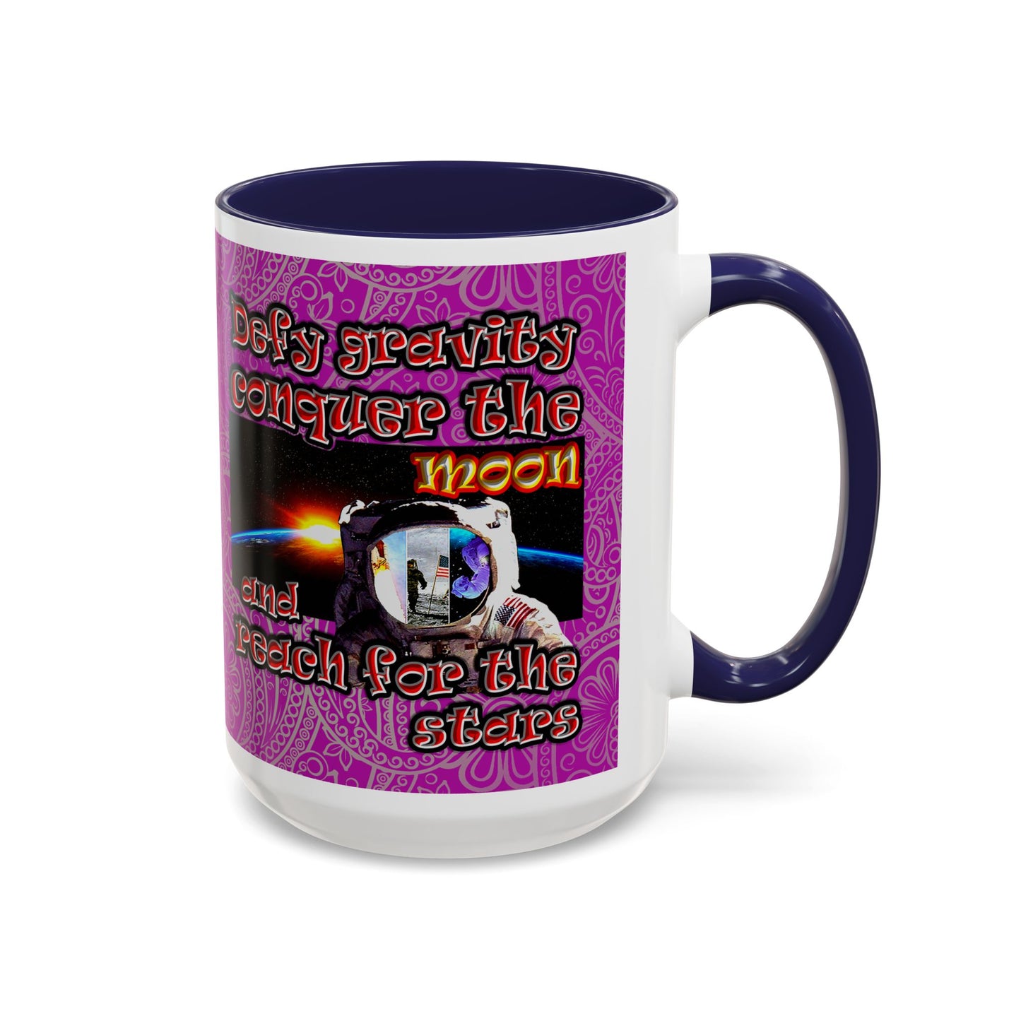 defy conquer reach - Accent Mug (pink swirl)