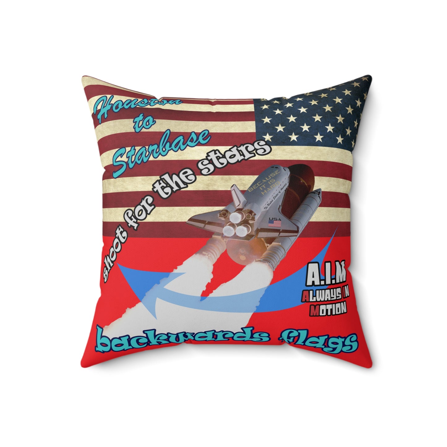 shoot for the stars - Spun Polyester Square Pillow - (red)