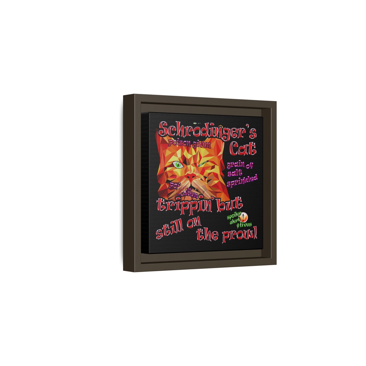 schrodinger's cat - framed canvas art (black)