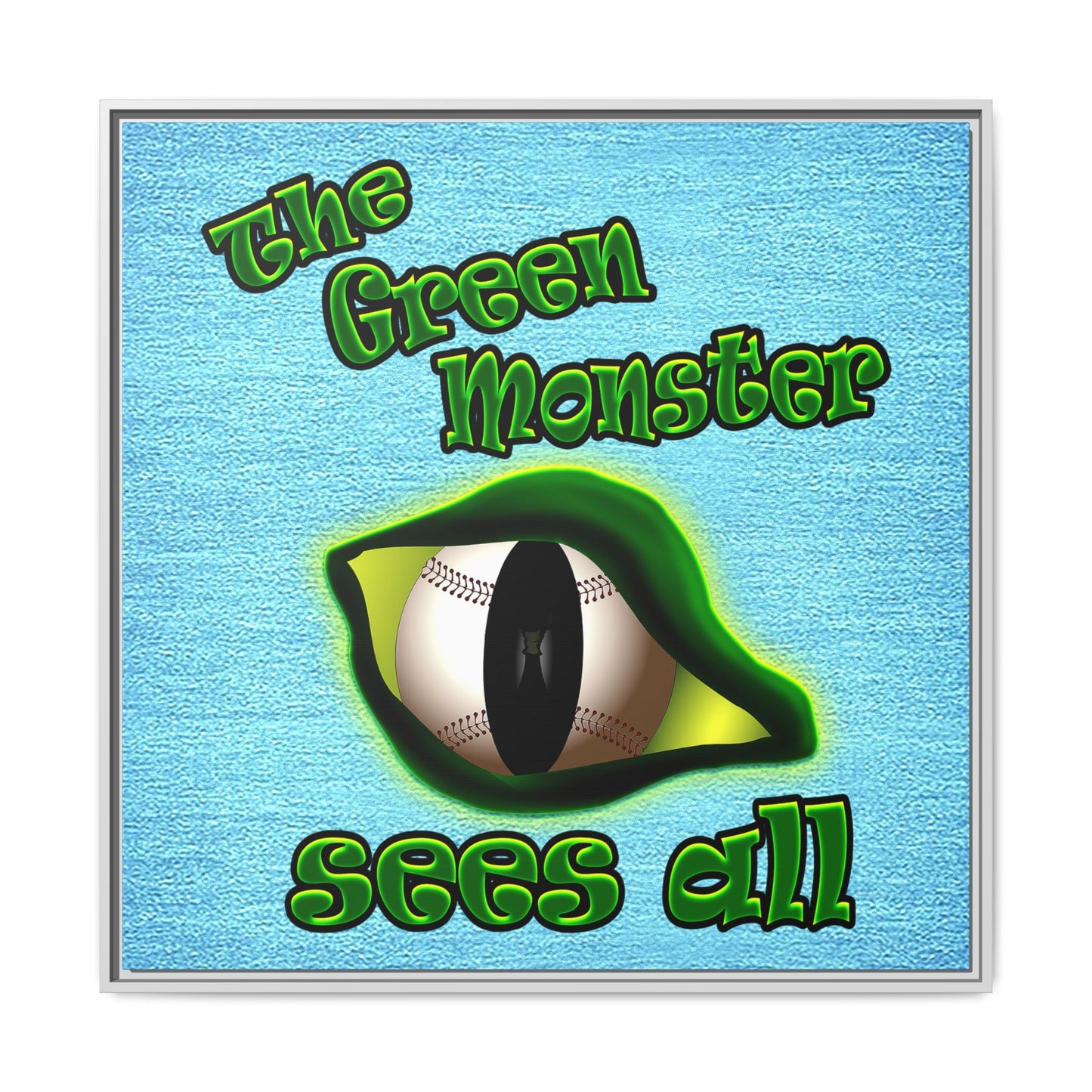 green monster - framed canvas art (faded blue)