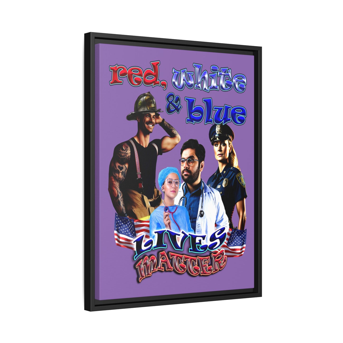 rw&b lives matter - framed canvas art (light purple)