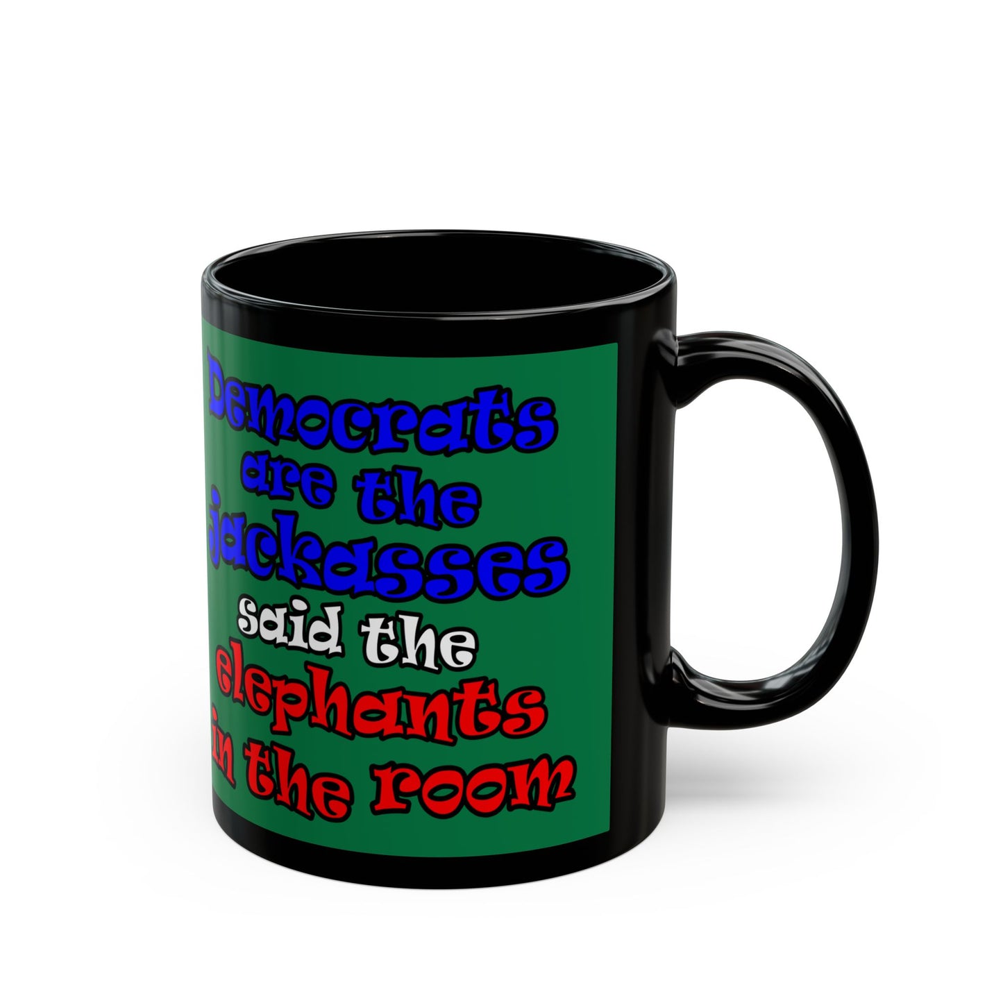 donkeys and elephants - Black Mug (dark green)