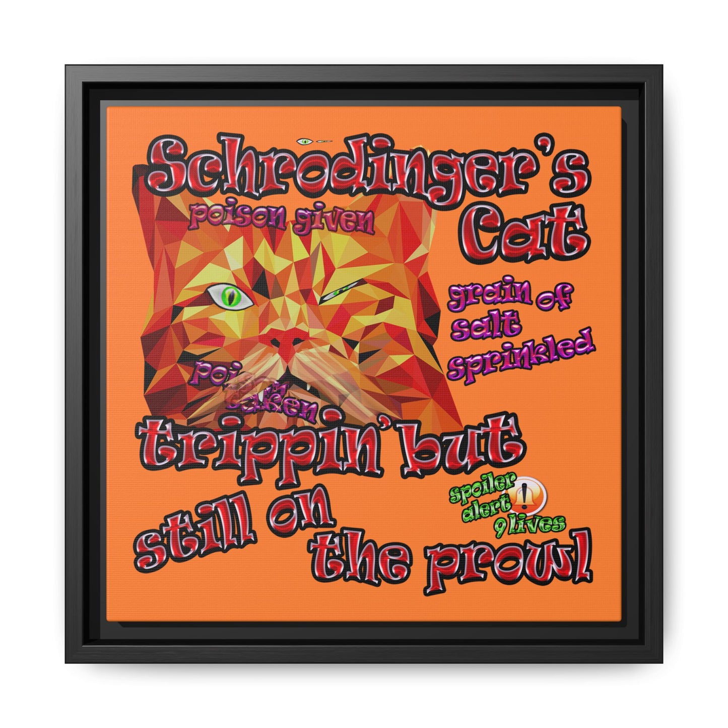 schrodinger's cat - framed canvas art (crusta)