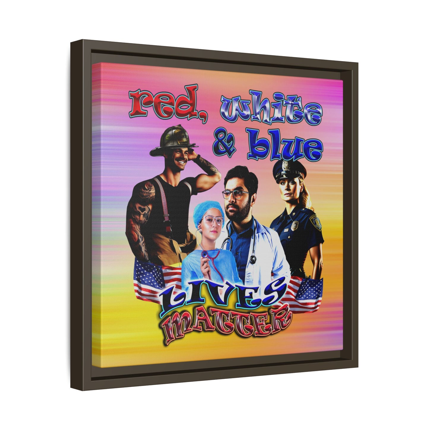 rw&b lives matter - framed canvas art (color blur)