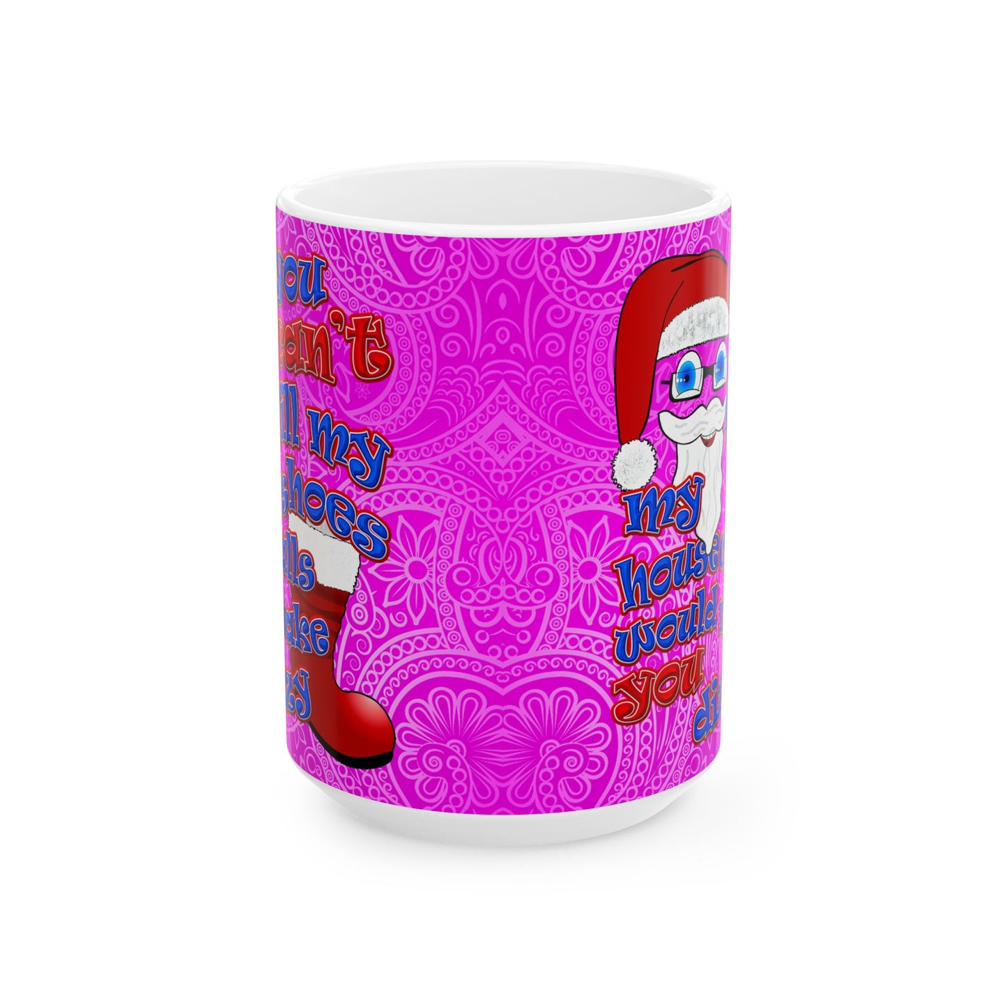 santa's shoes - White Mug (pink swirl)