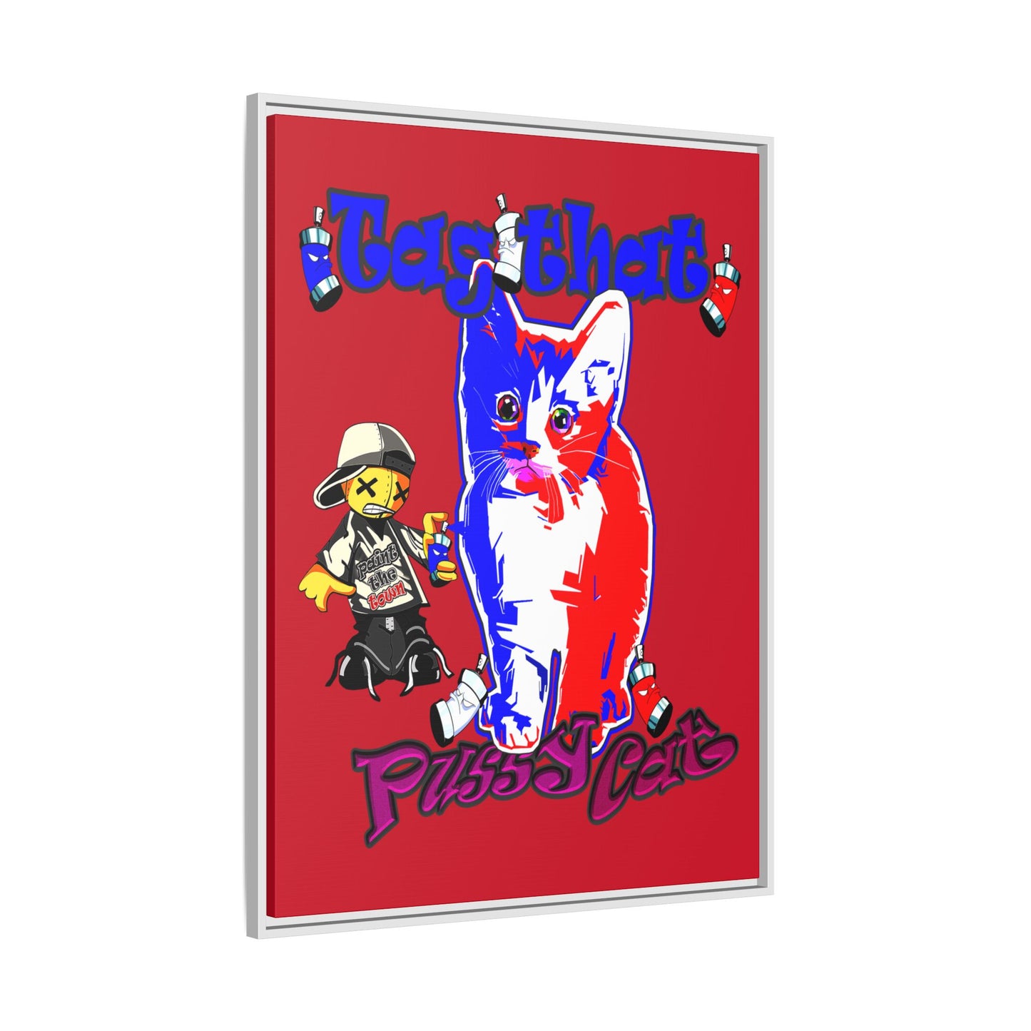 tag that - framed canvas art (dark red)