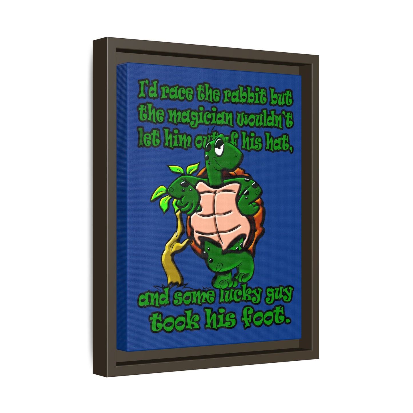 turtle race - framed canvas art (dark blue)