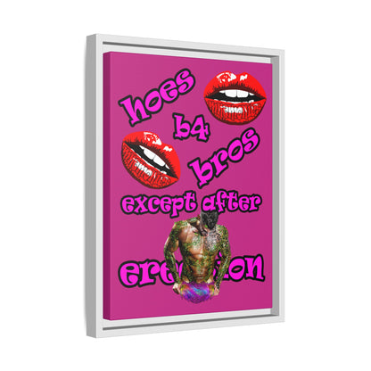 hoes b4 bros - framed canvas art (pink)
