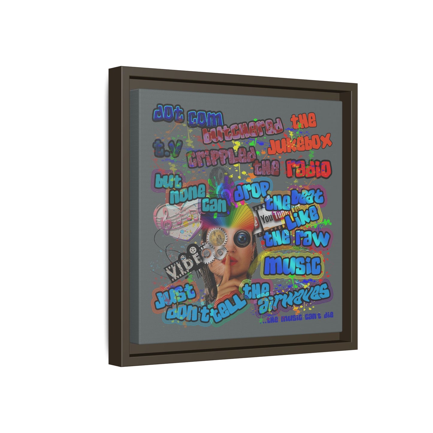 drop the beat - framed canvas art (dark grey)
