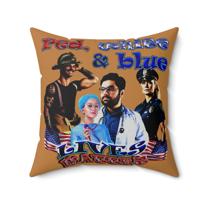 rw&b lives matter - Spun Polyester Square Pillow - (light brown)