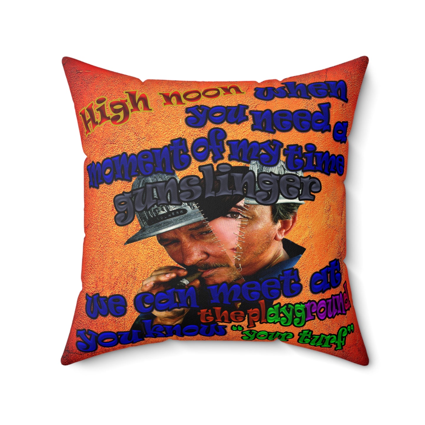 high noon - Faux Suede Square Pillow - (burnt orange)