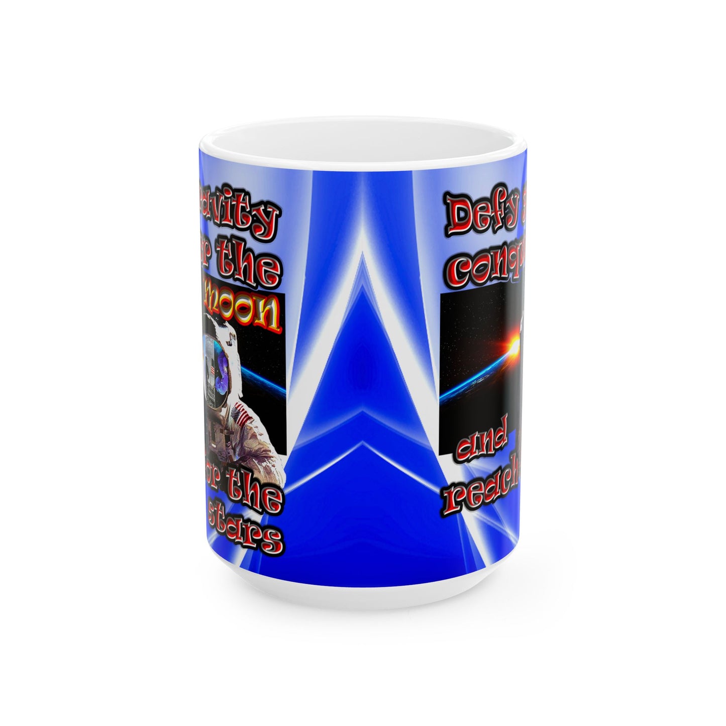 defy conquer reach - White Mug (blue-white wave)