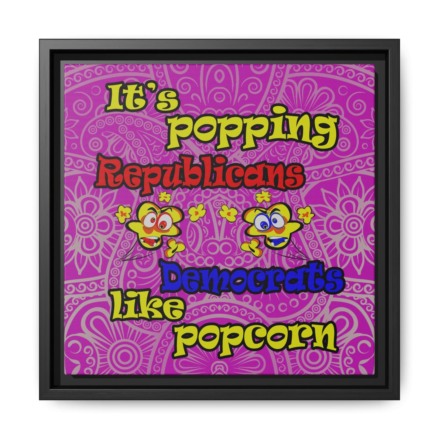 popping like popcorn - framed canvas art (pink swirl)