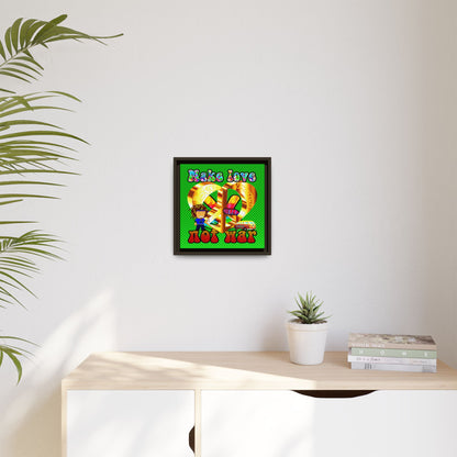 love peace - framed canvas art (logo green)