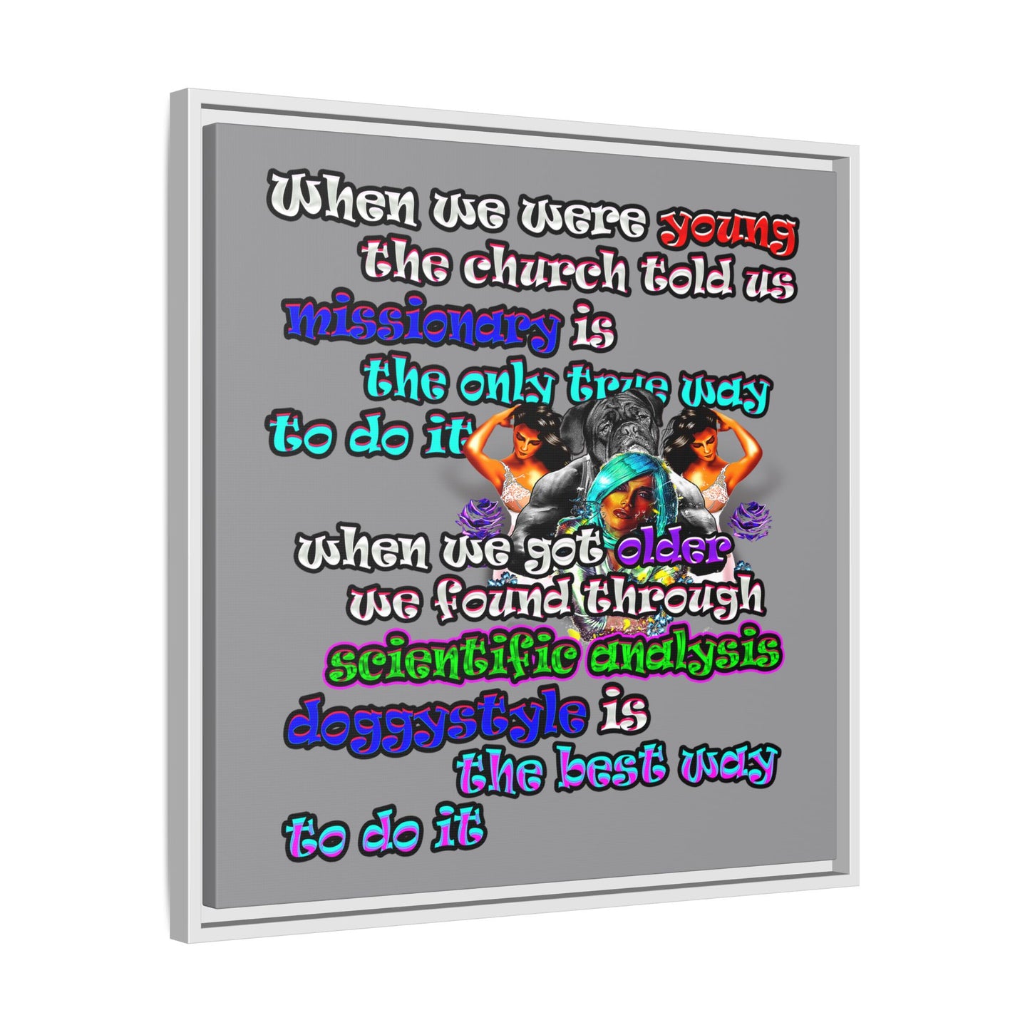 doggystyle - framed canvas art (grey)