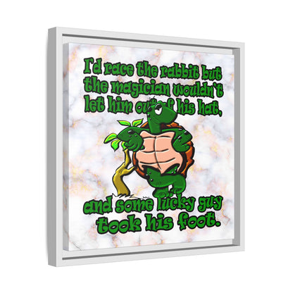 turtle race - framed canvas art (white marble)